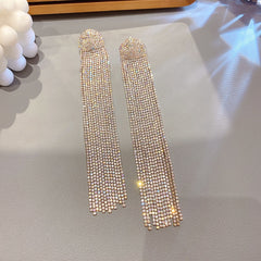 Luxury Fringed Crystal Long Tassel Earrings - S925