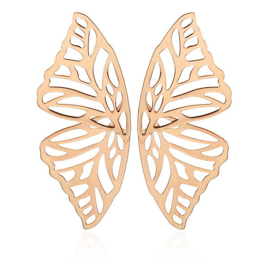 Gold Butterfly Wings Statement Earrings - Emberil