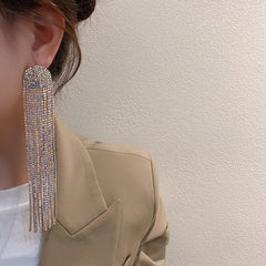 Luxury Fringed Crystal Long Tassel Earrings - Emberil