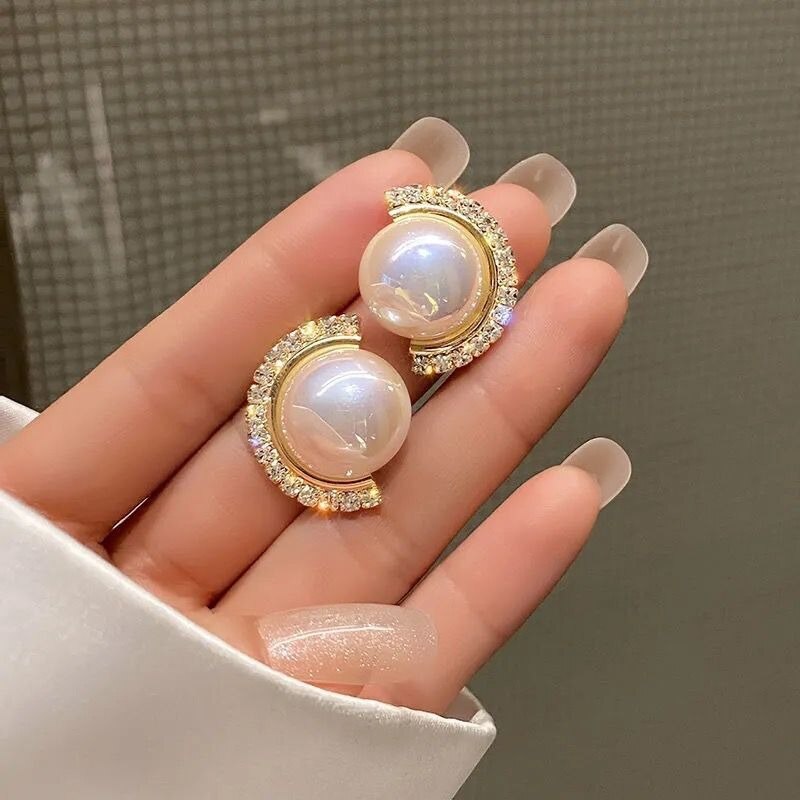 S925 Cubic Zirconia Pearl Studs