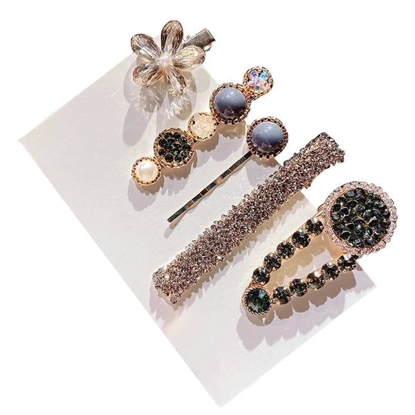 Pearl Crystal Hair Clip Set - Emberil