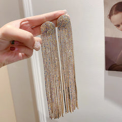 Luxury Fringed Crystal Long Tassel Earrings - Emberil