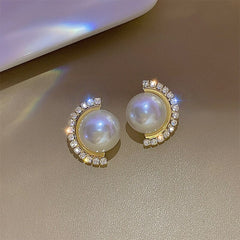 S925 Cubic Zirconia Pearl Studs