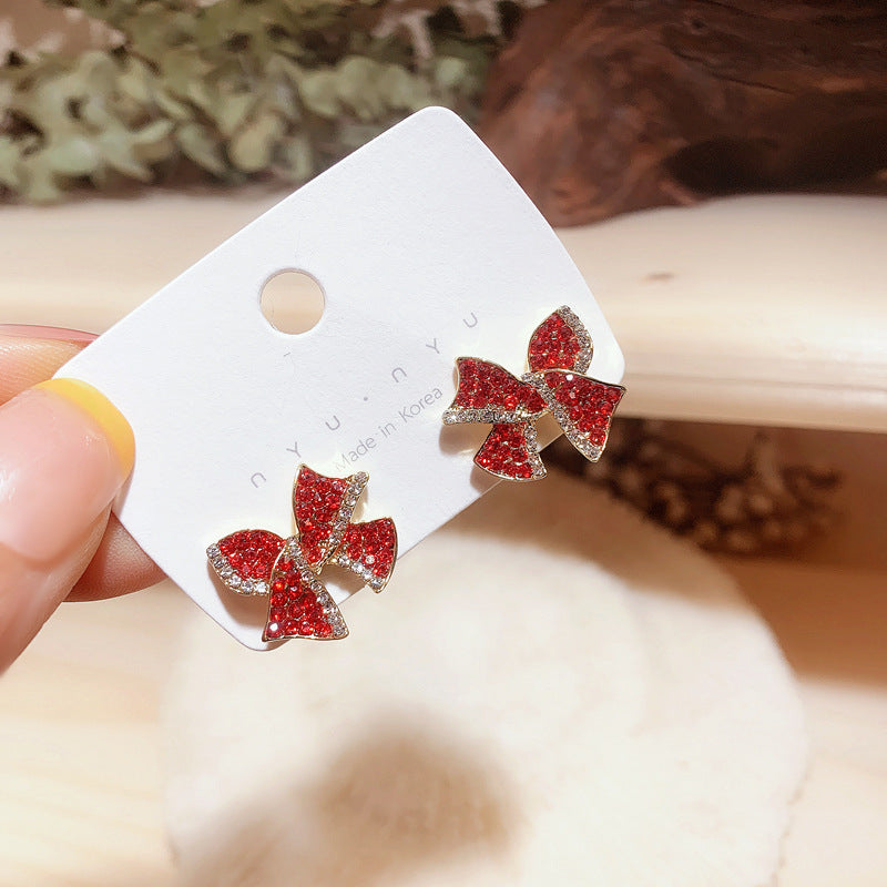 Cute Bow Studs - (Cubic Zirconia) S925 - Emberil