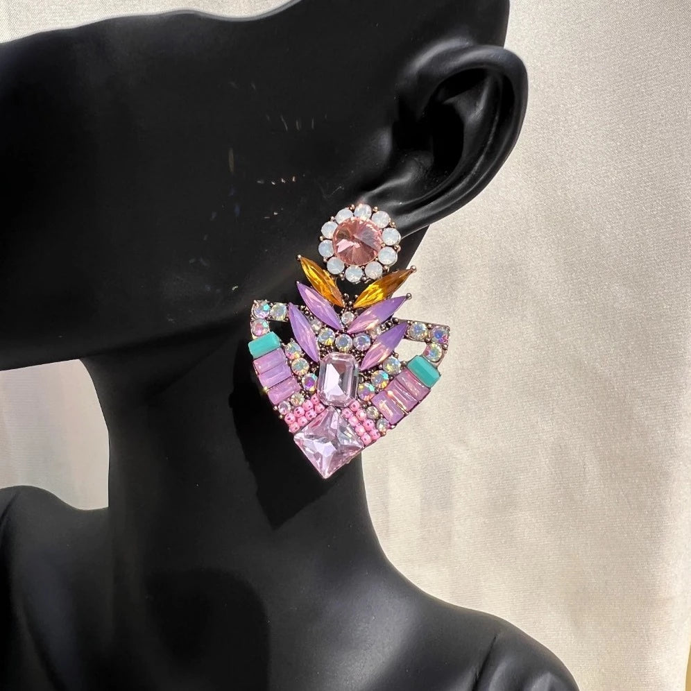 Mix of Colors Luxury Rhinestone Earrings - Emberil