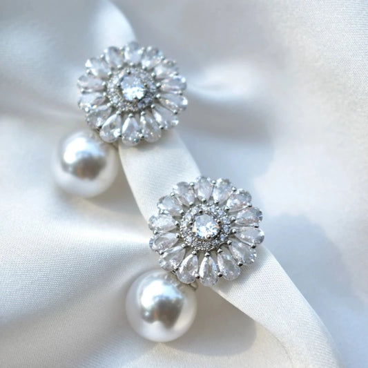 Crystal Blossom Tops Earrings - S925 - Emberil