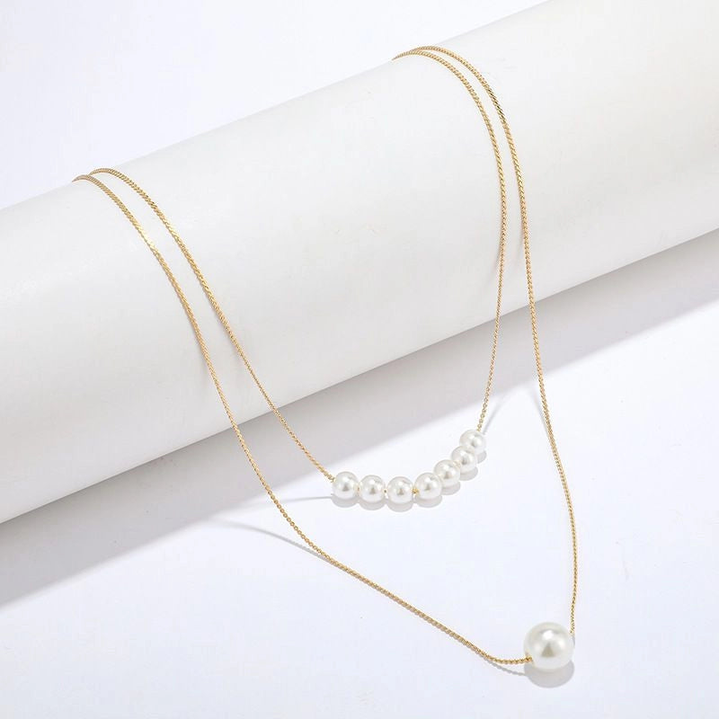 Double Layer Imitation Pearl Necklace - Emberil