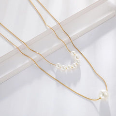 Double Layer Imitation Pearl Necklace - Emberil