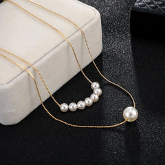 Double Layer Imitation Pearl Necklace - Emberil