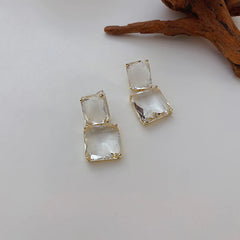 Crystal Gemstone Decor Drop Earrings - Emberil