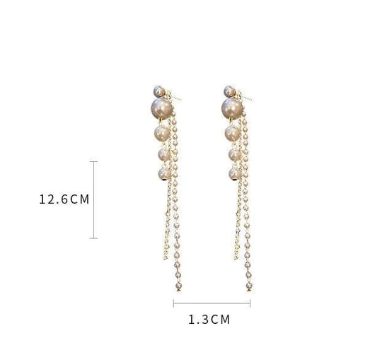 Pearl Drop Tassel Earrings - S925 - Emberil