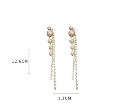 Pearl Drop Tassel Earrings - S925 - Emberil