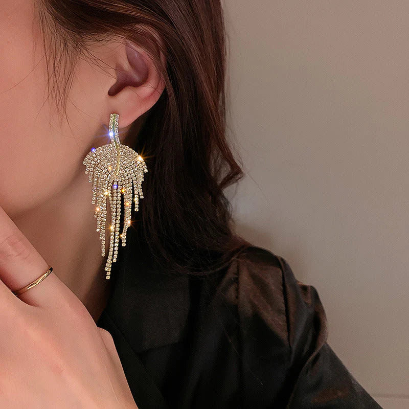 Luxury Leaf Tassel Earrings - S925 - Emberil