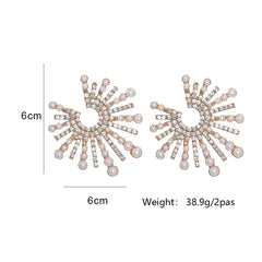 Fireworks Luxury Rhinestone Imitation Pearl Statement Earrings - S925 - Emberil