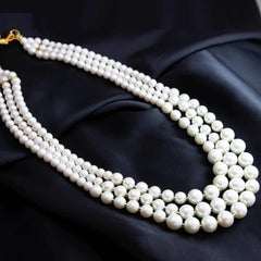 3 Layered Pearl Mala Necklace - Emberil