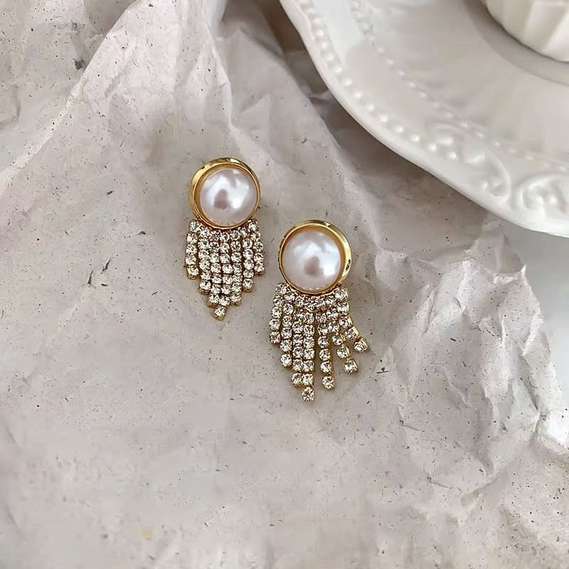 Pearl Drop Tassel S925 Earrings - Emberil