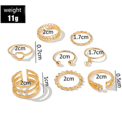 8 Pcs Elegant Ring Set - Emberil