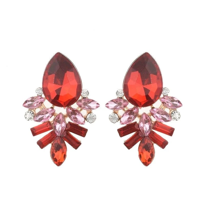 Red Rhinestone Studs - Emberil