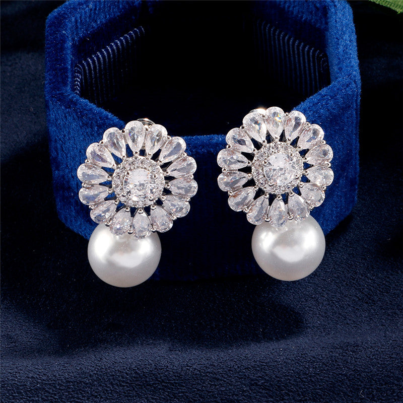 Crystal Blossom Tops Earrings - S925 - Emberil