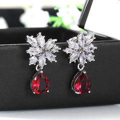 Luxury Emerald Red Pear Earrings - Emberil