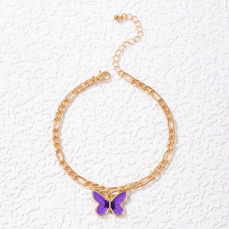 Purple Butterfly Anklet - Emberil