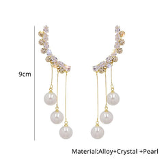 Crystal Pearl Dangle Earrings - S925 - Emberil