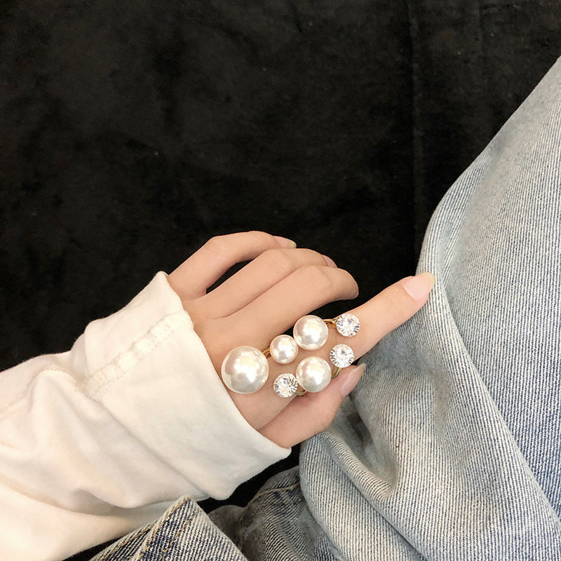 Pearl Crystal Ring (Adjustable) - Emberil