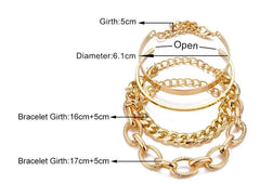 4Pcs Thick Chain Open Bracelets Set - Emberil