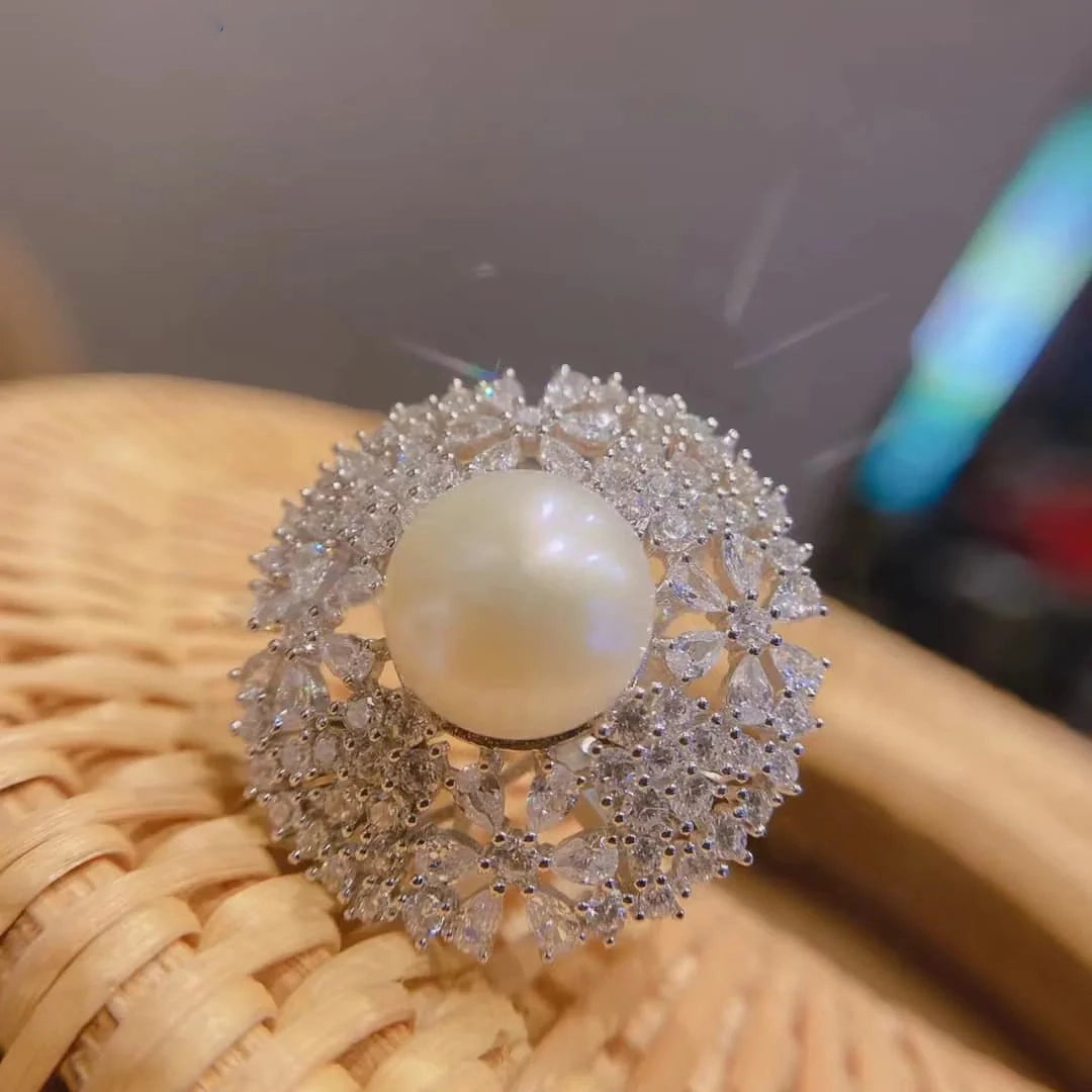 S925 Pearl Zirconia Ring - Emberil