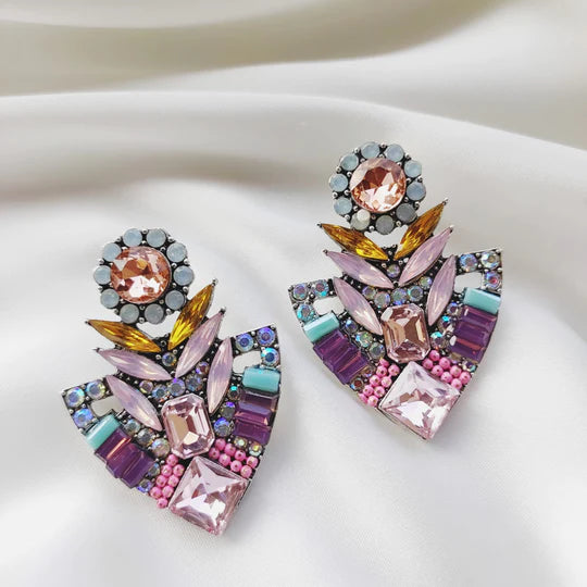 Mix of Colors Luxury Rhinestone Earrings - Emberil