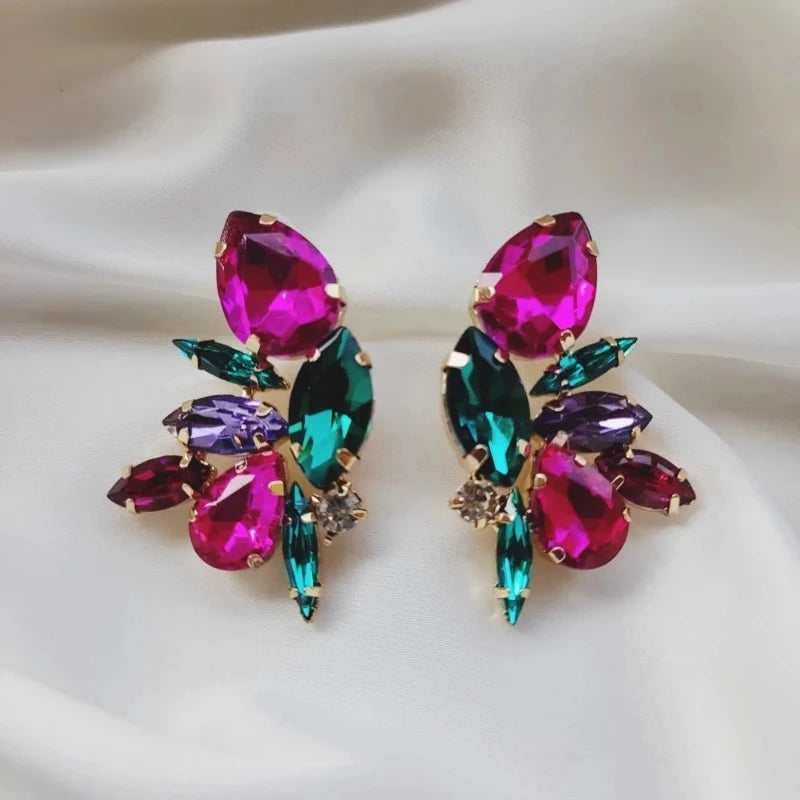 Multi Crystal Stud Earrings - Emberil