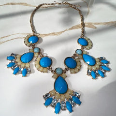 Traditional Blue Crystal Pearl Necklace