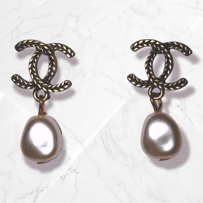 Double C Mother Pearl Earrings S925 - Emberil