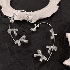 Silver Full Zircon Bow Tie Ear Clips (Pair) - Emberil