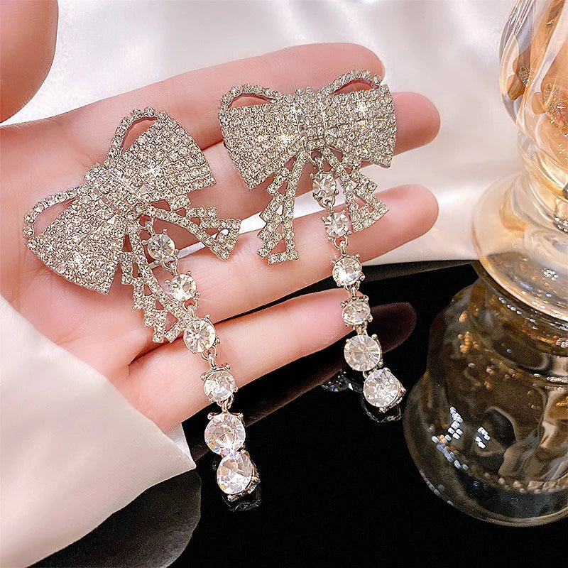 Luxury Bow Crystal Earrings - S925 - Emberil