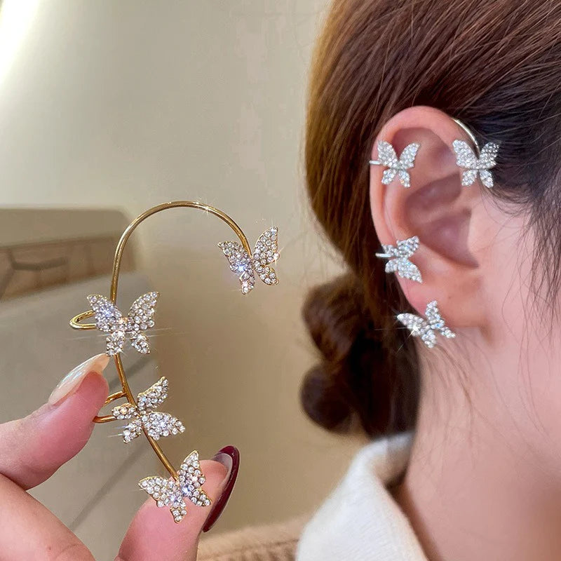 Butterfly Glory Diamond-Encrusted Zircon Ear Clip (Pair) - Emberil