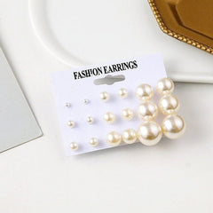 9 Pieces Pearl Stud Set - Emberil