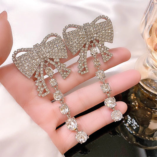 Luxury Bow Crystal Earrings - S925 - Emberil