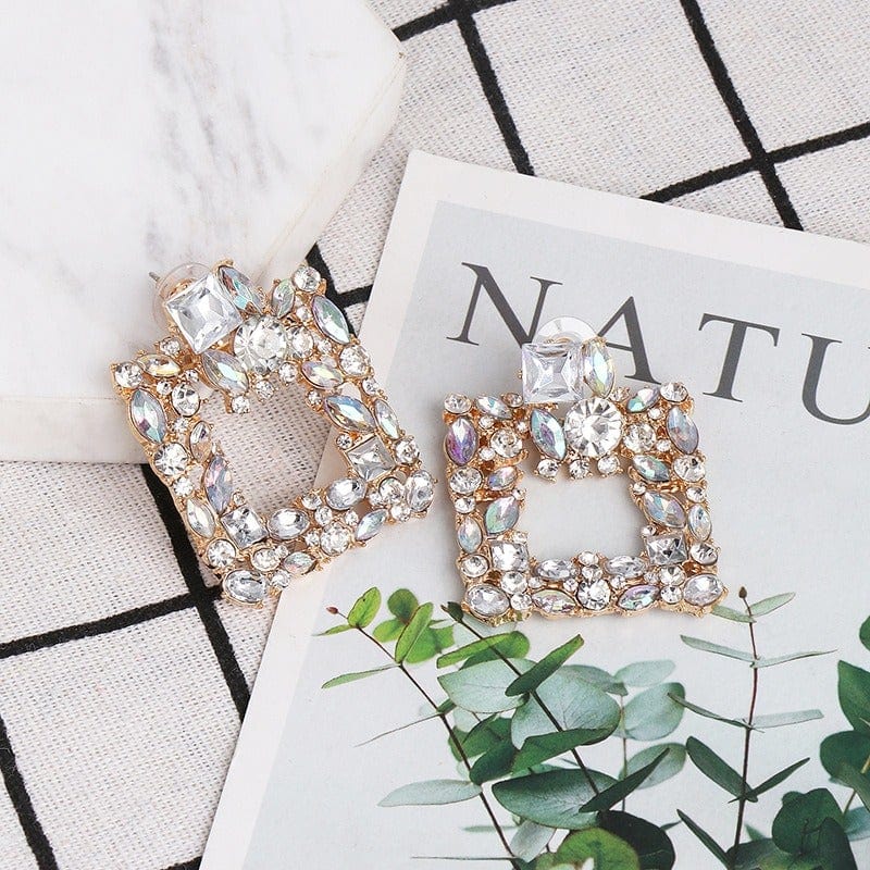 Luxury Crystal Square Statement Earrings - Emberil