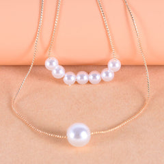 Double Layer Imitation Pearl Necklace - Emberil