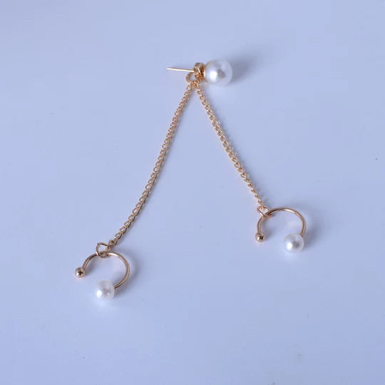 Pearl Double Chain Earring Clip - Emberil