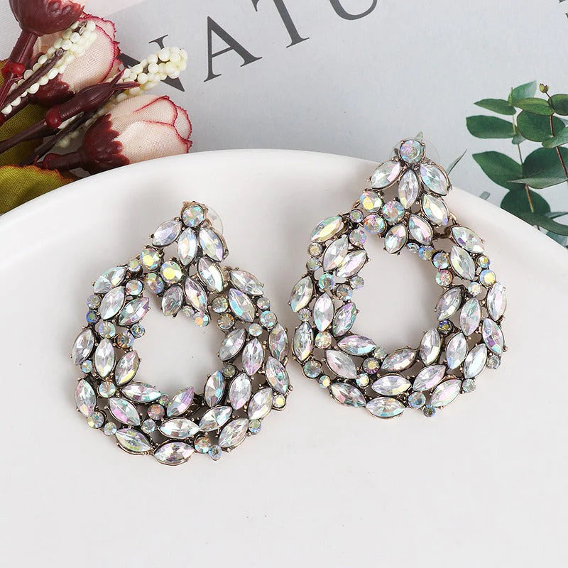 Luxury Crystal Round Statement Drop Earrings - Emberil