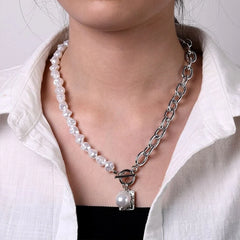 Pearl Angel Chain Necklace - Silver - Emberil