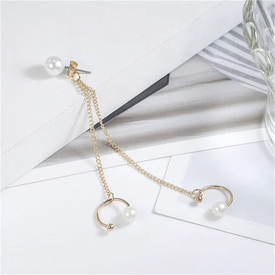 Pearl Double Chain Earring Clip - Emberil