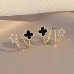 Clover Star Stud Earrings - S925 - Emberil