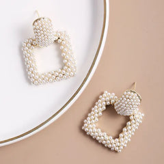 Pearl Square Earrings - Emberil