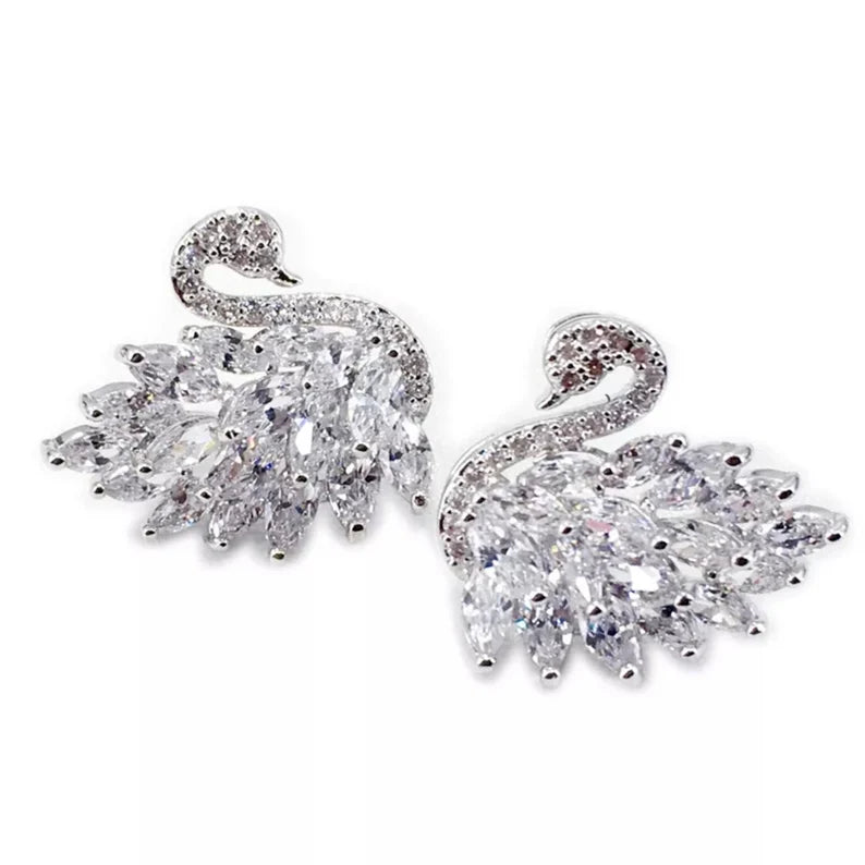 Luxury Crystal Swan Song Earrings S925 - Emberil