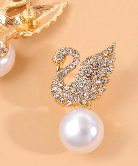 Pearl Swan Stud Earring - S925 - Emberil