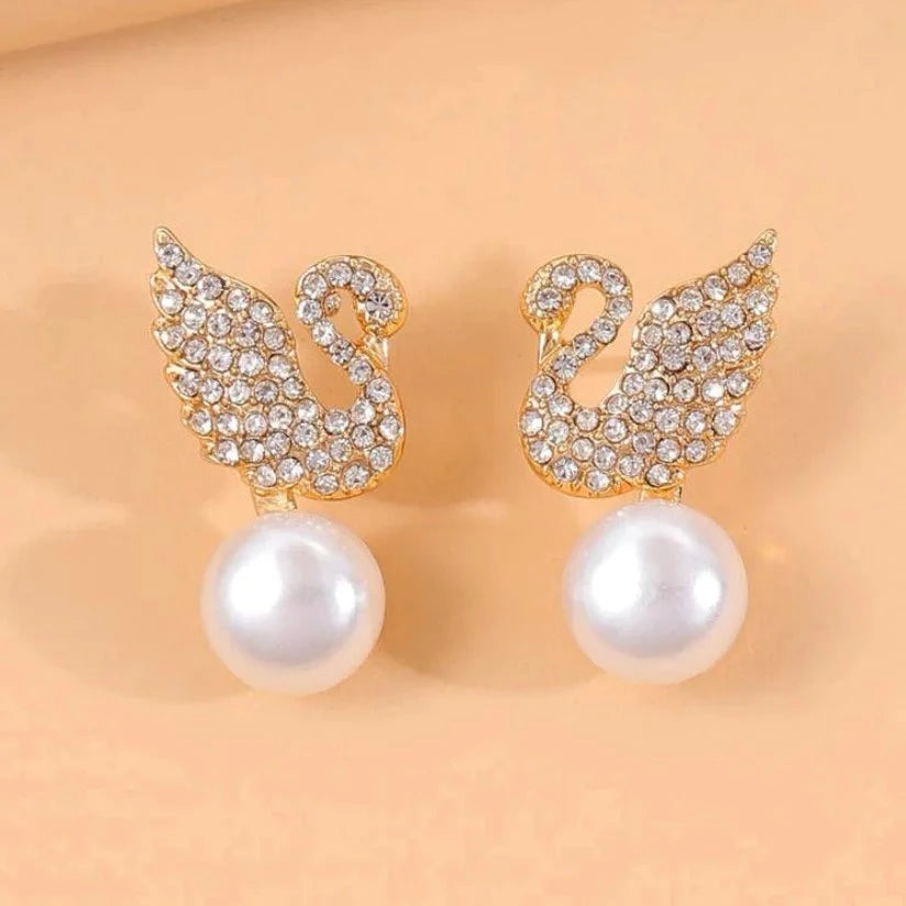 Pearl Swan Stud Earring - S925 - Emberil