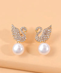 Pearl Swan Stud Earring - S925 - Emberil